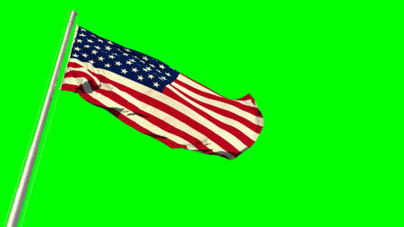 Waving glorious flag of USA on green screen, isolated - object 3D illustrationの写真素材