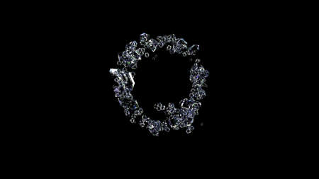 crystal glowing finest diamonds letter Q on black, isolated - object 3D illustrationの写真素材
