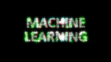 shining cybernetic text MACHINE LEARNING on black - meta universe concept, isolated - object 3D...