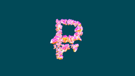 festival pink and orange luxury diamonds rouble sign on blue, isolated - object 3D illustrationの写真素材