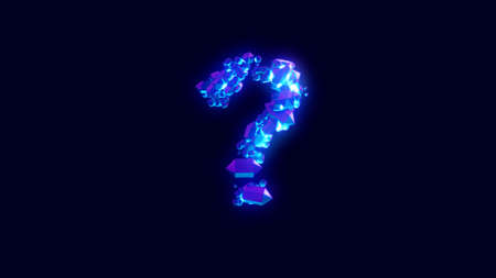 magic diamonds or frozen ice - question mark, creative font, isolated - object 3D illustrationの写真素材