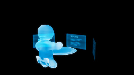 meta universe user do on-line learning or distance education, isolated - object 3D illustrationの写真素材