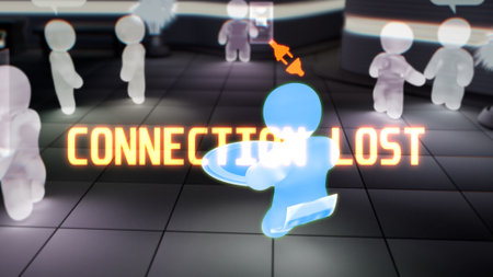simulation or metaverse avatar of a user gets connection lost message - industrial 3D renderingの写真素材