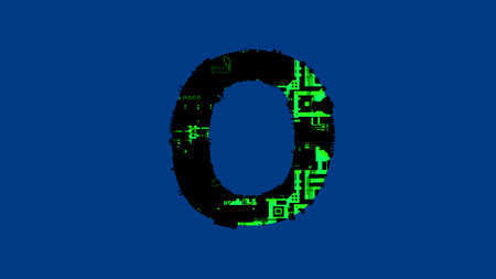 - high tech cyber punk black and green font on blue, isolated - object 3D illustration