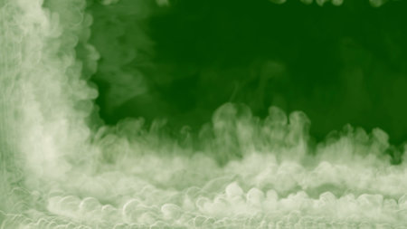 Left - bottom content frame of white smoke or clouds on chroma key screen, isolated - object 3D renderingの写真素材