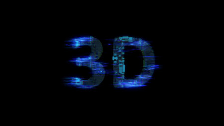 cybernetic electric light shining text 3D in glitch style, isolated - object 3D renderingの写真素材