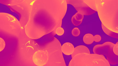 orange and pink smooth gentle meta objects from alien planet - abstract 3D renderingの写真素材