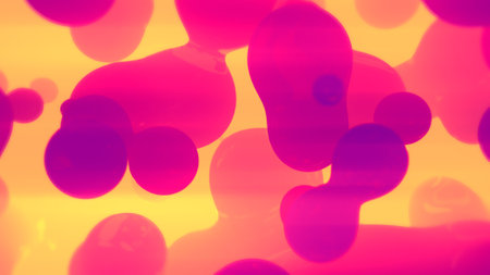 purple and orange shining disco dance slime bland drops - abstract 3D illustrationの写真素材