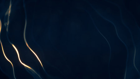 gold and teal lighting passionate curved objects - abstract 3D illustrationの写真素材