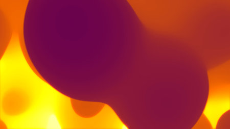 rose smooth wax elements in space of gold orange bokeh light - abstract 3D renderingの写真素材