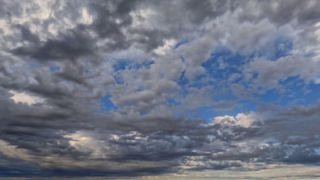 cloudiness rare cute white cumulus in the summer sky - photo of natureの写真素材