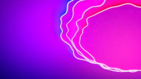 violet rose red and blue shifted curved shapes colorful background - abstract 3D renderingの写真素材