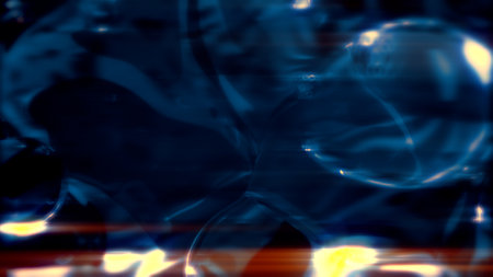 glowing blue dense gentle fluid particles - dark bokeh bg - abstract 3D illustration