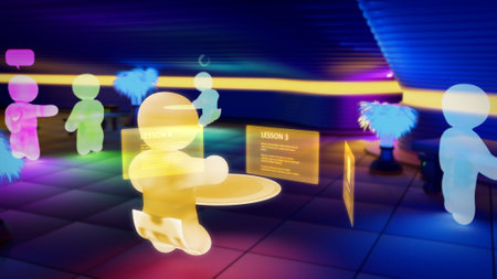virtual universe user do e-learning or internet education - industrial 3D illustration