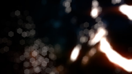 lights in the dark, fervent soft objects bokeh background - abstract 3D renderingの写真素材