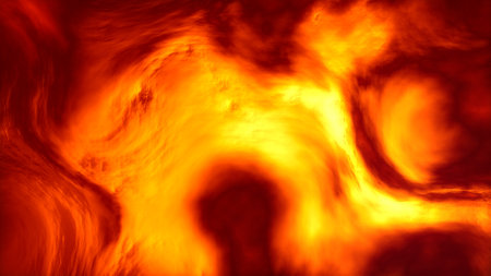 burning infernal yellow orange shifted curved forms - abstract 3D rendering
