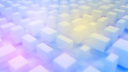 Beautiful soft shining geometric blue cubes - abstract 3D illustration