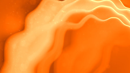orange ghostly misty shimmering volumetric shapes - abstract 3D illustrationの写真素材