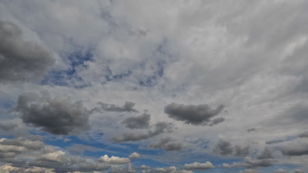 cloudiness rare nice white cumulus in the summer sky - photo of nature