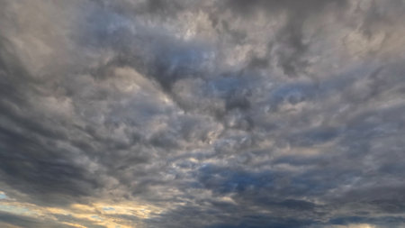 beautiful yellow, blue and orange light sunset clouds cloudscape - photo of nature