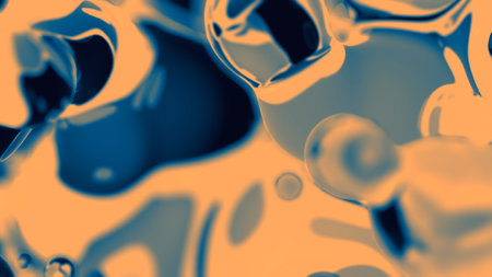 blue and orange dense bland shapes bg - abstract 3D illustrationの写真素材