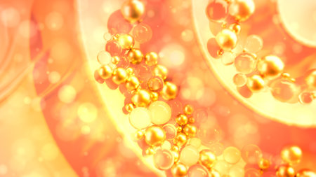 yellow helix spiral fabric with lighting balls or spheres - abstract 3D renderingの写真素材