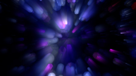 dark blue winking volumetric figures bokeh backdrop - abstract 3D renderingの写真素材