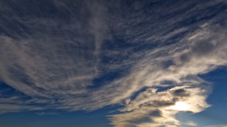 pretty dark evening sunset cloudscape with pretty clouds - photo of natureの写真素材