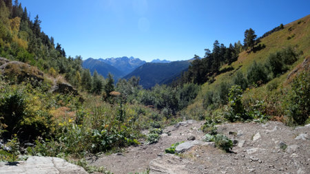 mountain ridge rough hiking ground trail with no asphalt - photo of natureの写真素材
