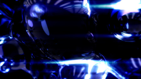 electrical blue lighting limpid diamond spheres on black - abstract 3D illustrationの写真素材