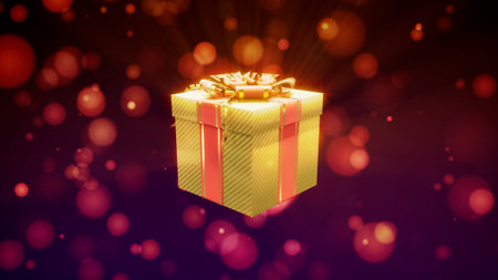 opened golden and red giftbox - festival concept - abstract 3D illustration