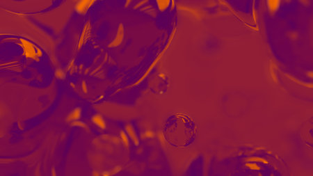 orange and pink gauzy liquid balls bg - abstract 3D rendering