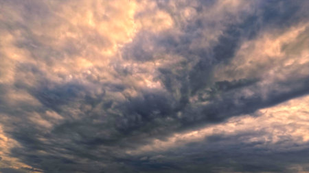beautiful sunrise goldish clouds on the sky backdrop - photo of nature