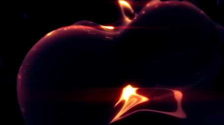 orange glowing translucent crystalline bulbs on black bg - abstract 3D illustrationの写真素材