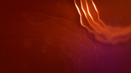 warm red - orange scintillant gentle forms - abstract 3D renderingの写真素材