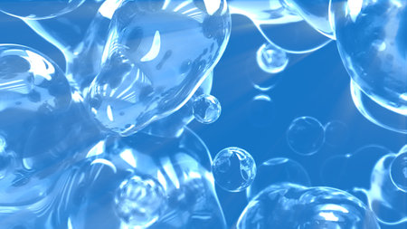 light blue slime amorphic forms backdrop - abstract 3D illustrationの写真素材