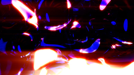 rose transpicuous fluid bubbles lighting with horizontal flares - abstract 3D renderingの写真素材