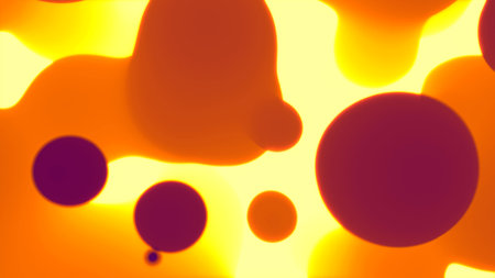rose fantastic gentle shapes in space of goldish orange bokeh light - abstract 3D renderingの写真素材