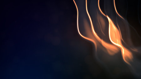 blue and orange glowing ardent soft forms - abstract 3D renderingの写真素材