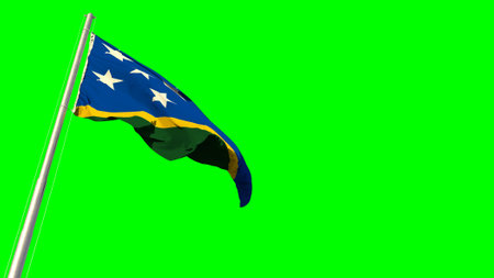 Waving glorious flag of Solomon Islands on chroma key screen, isolated - object 3D renderingの写真素材