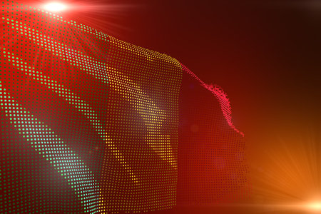 cute colorful photo of Mali flag made of dots waving on orange background with space for your content - any occasion flag 3d illustrationの写真素材