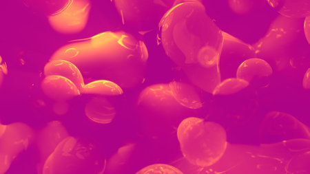 orange and pink fantastic benign shapes from alien planet - abstract 3D illustrationの写真素材