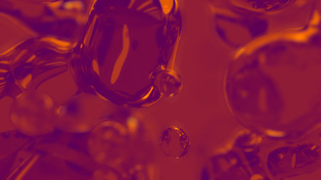orange and rose diaphanous fluid bubbles background - abstract 3D illustrationの写真素材