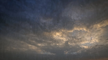 heavy rain on sky with clouds - nice weather backdrop - photo of natureの写真素材