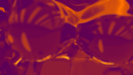 orange and pink limpid crystalline metaspheres backdrop - abstract 3D illustrationの写真素材