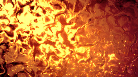 burning red and orange bio forms relief - abstract 3D renderingの写真素材