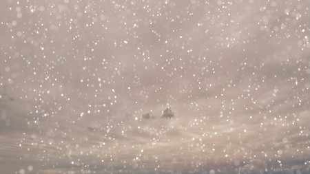 nice fall of snow on clouds on sky backdrop - photo of natureの写真素材