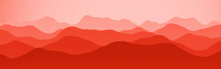 artistic red hills in the time of sun to rise digital drawn texture or background illustrationの写真素材