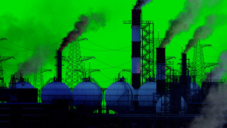 gas electric electrical power station, storage tanks, isolated, fictional - object 3D renderingの写真素材