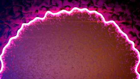 colorful scintillant curved shapes on crimson background - abstract 3D illustrationの写真素材